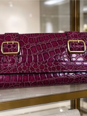 Dark Pink Croc-Embossed Handbag-Wallet – 2020s